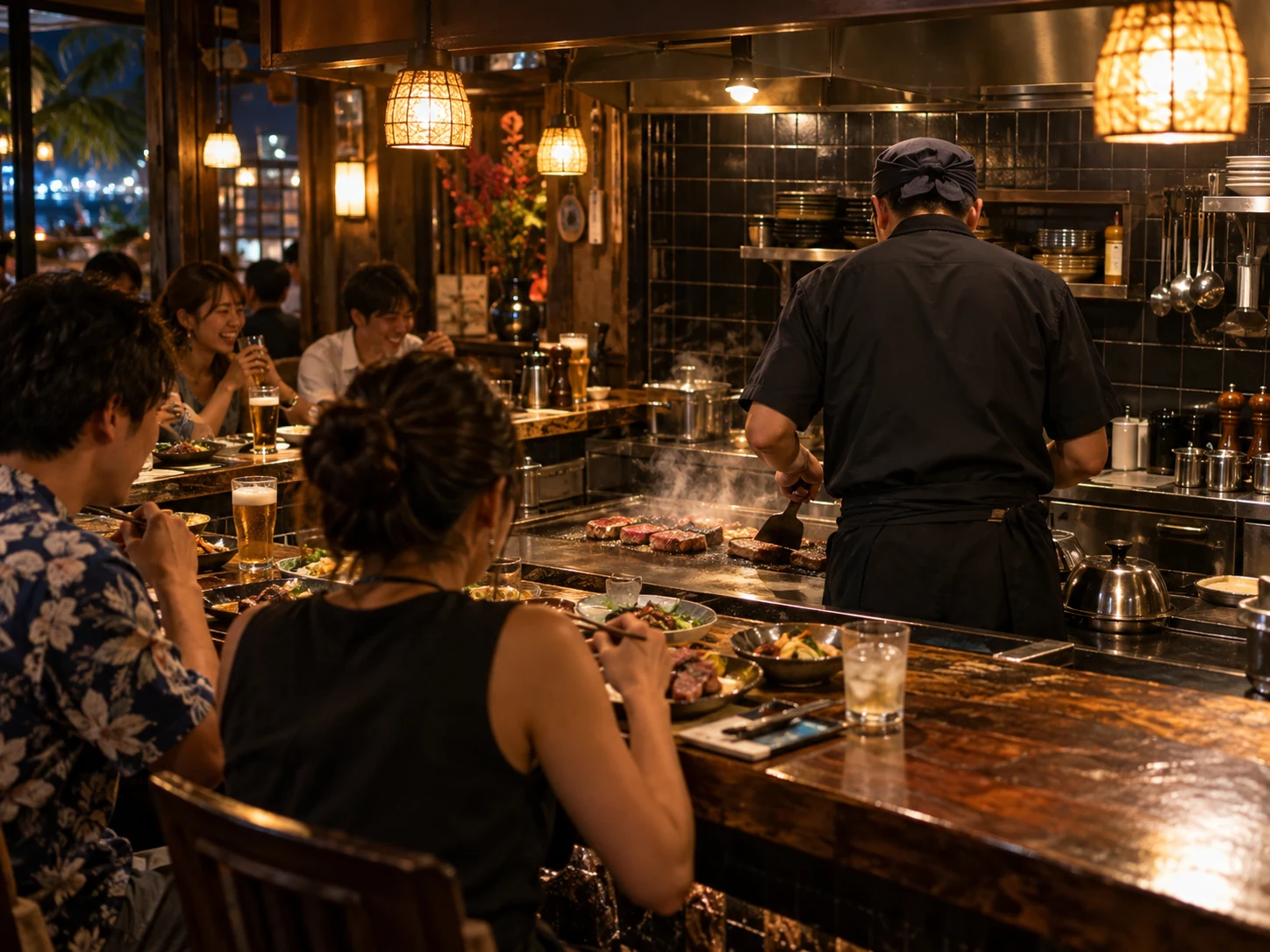Suasana steak counter pada malam hari